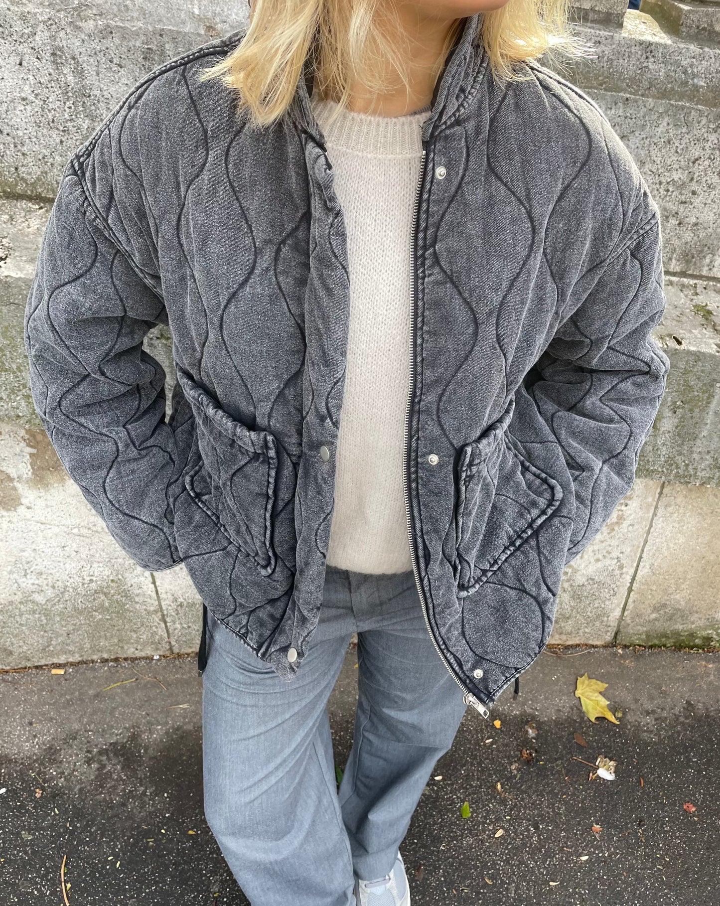 Renni | Veste grise tendance avec grandes poches