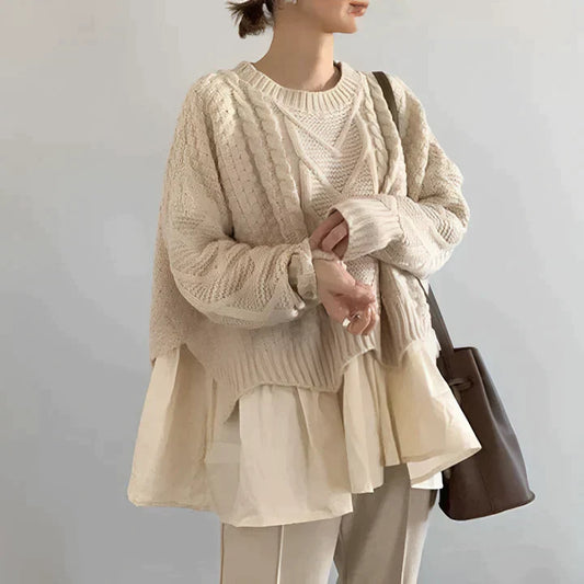 Truus | Pull Court en Tricot à Col Rond pour Femme