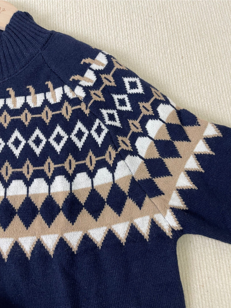 Ulliel | Pull Chaud à Col Roulé avec Motifs Tribaux Élégants