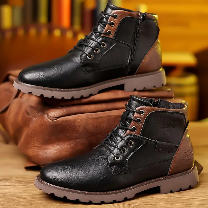 Tobbie | Bottes Casual Homme Vintage avec Lacets et Zip Latéral