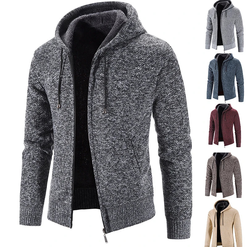 Richard | Cardigan Zippé Homme à Capuche & Coupe Slim Doublé en Polaire