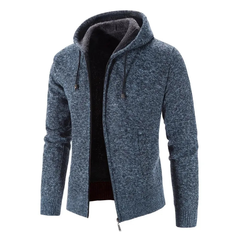 Richard | Cardigan Zippé Homme à Capuche & Coupe Slim Doublé en Polaire