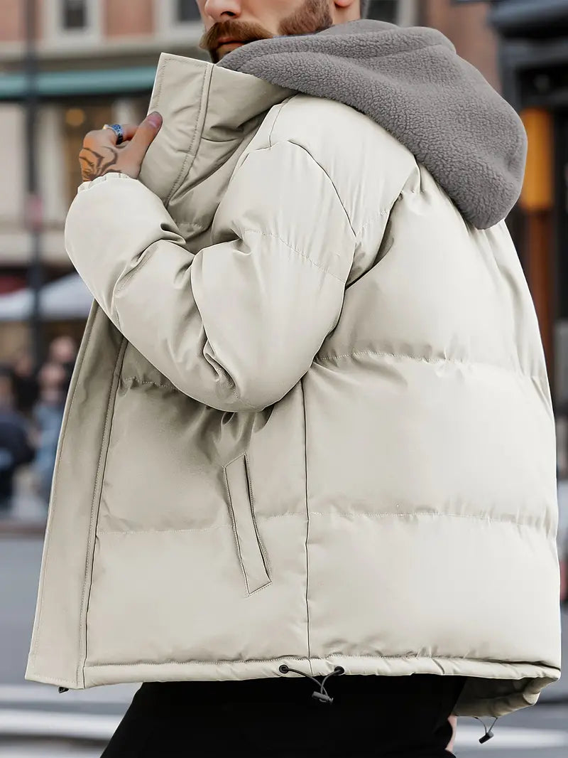 Eusèbe | Veste d'Hiver Padded à Capuche, Fermeture Éclair, Doublée Fleece, avec Poches Latérales