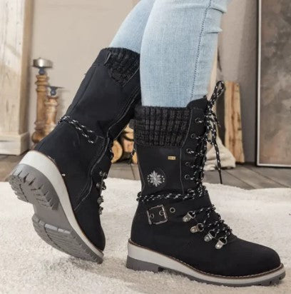 Noémie | Bottes Mi-Mollet Orthopédiques Doublées en Polaire avec Lacets