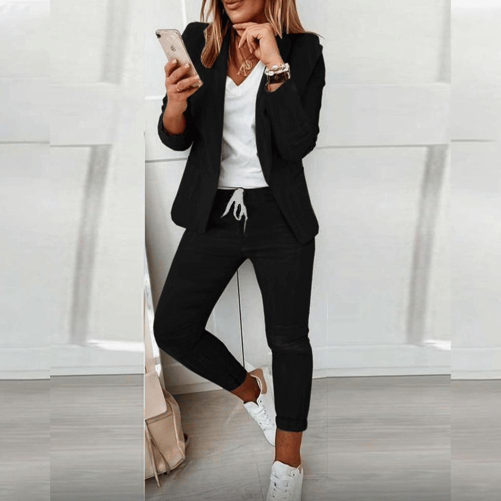 Arianna | Ensemble Blazer & Pantalon Ajusté Femme en Couleur Unie