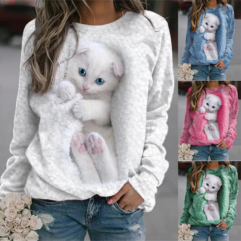 Xylia | Pull Femme Mignon à Col Rond avec Détails de Chat