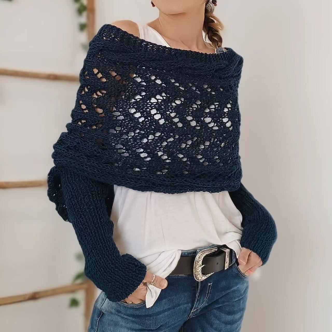 Xandrae | Écharpe Pull Tricotée Stylée Femme avec Manches