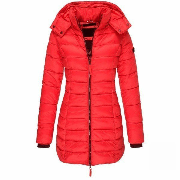 Sidonie | Manteau Puffer Femme Mi-Long, Coupe Slim, Zip Complet, Capuche, Hiver