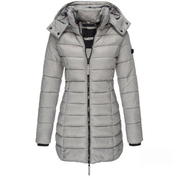 Sidonie | Manteau Puffer Femme Mi-Long, Coupe Slim, Zip Complet, Capuche, Hiver