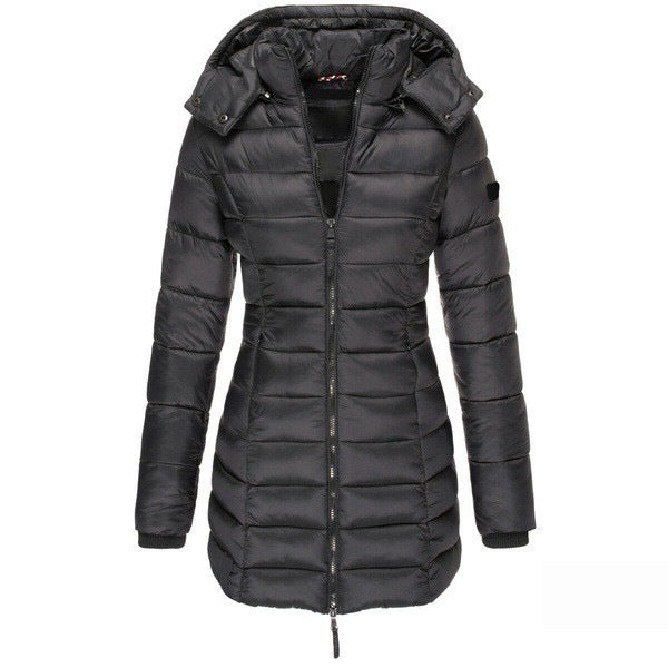 Sidonie | Manteau Puffer Femme Mi-Long, Coupe Slim, Zip Complet, Capuche, Hiver