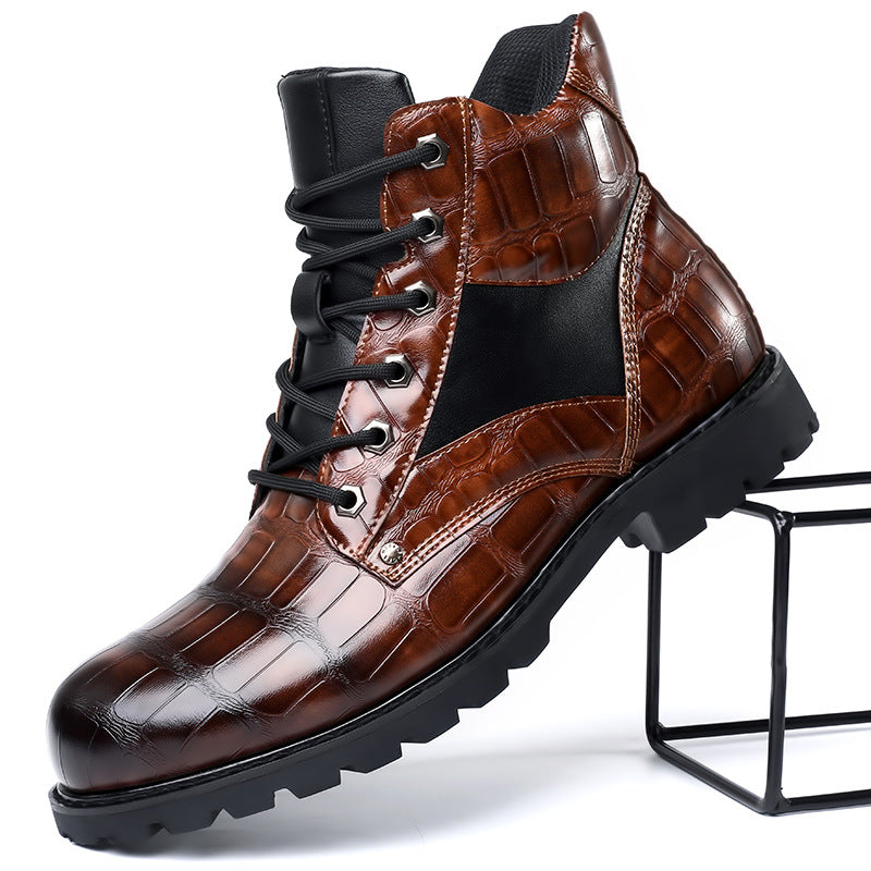 Stanislas | Bottines Casual Homme à Lacets avec Motif Crocodile pour Style et Robustesse