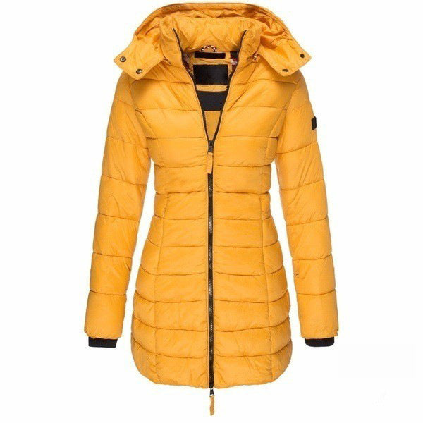 Sidonie | Manteau Puffer Femme Mi-Long, Coupe Slim, Zip Complet, Capuche, Hiver