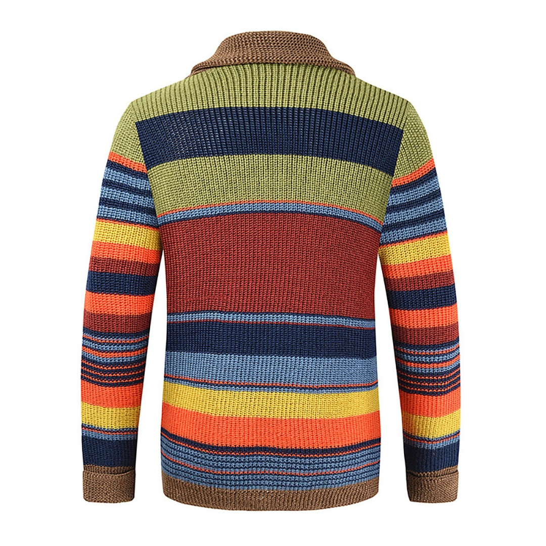 Georges | Cardigan Homme en Laine Premium Multicolore à Col en V et Boutonnage