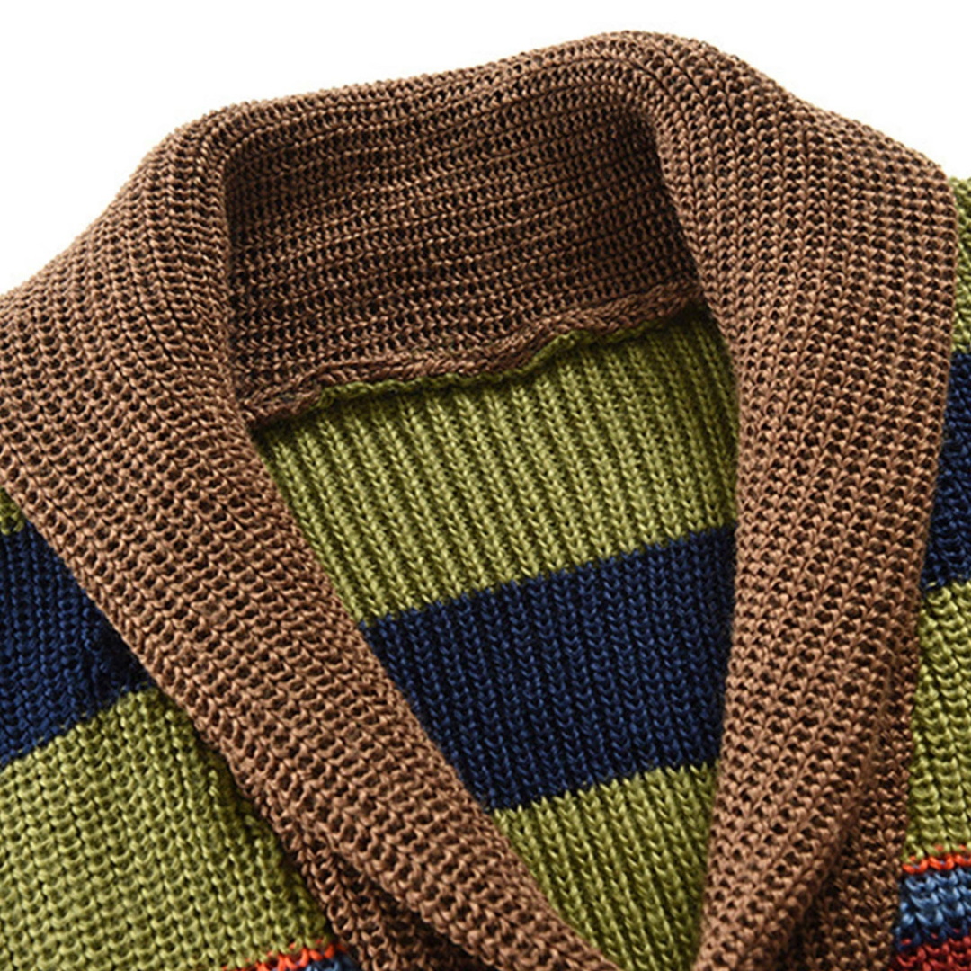 Georges | Cardigan Homme en Laine Premium Multicolore à Col en V et Boutonnage