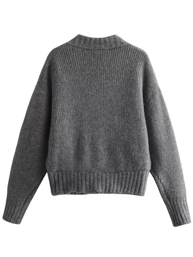 Modioz | Pull Tricoté Zippé en Gris Chiné