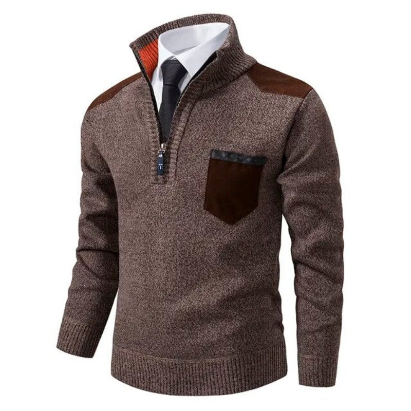 Sergio | Pull en Maille à Demi-Zip avec Poche pour Hommes