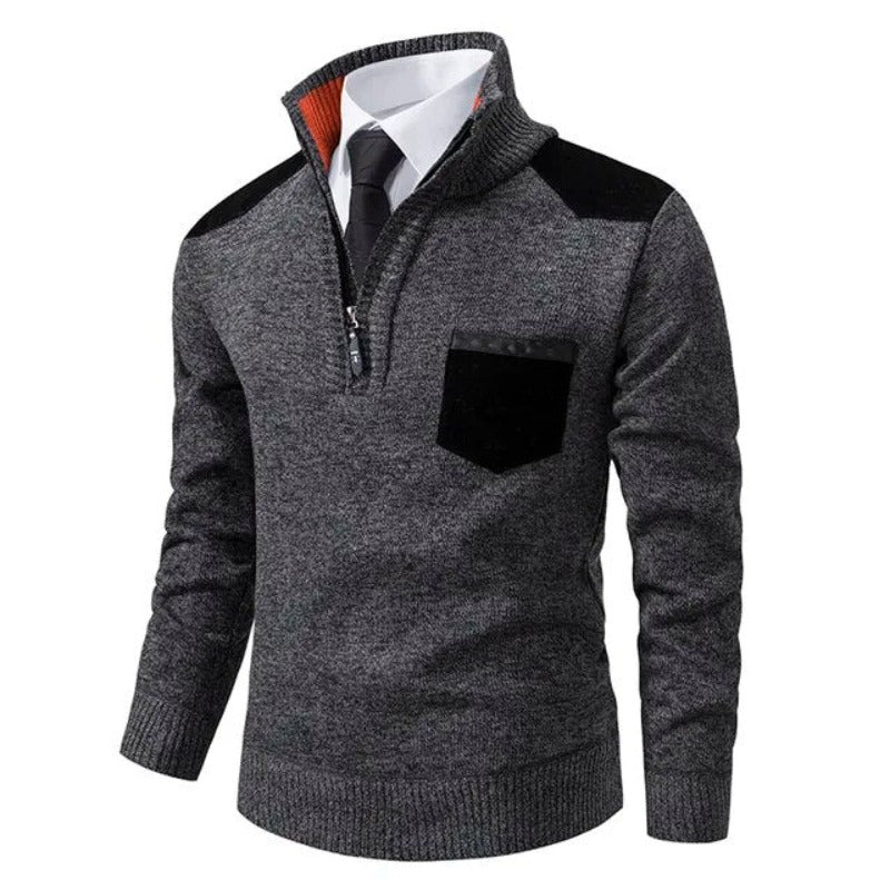 Sergio | Pull en Maille à Demi-Zip avec Poche pour Hommes