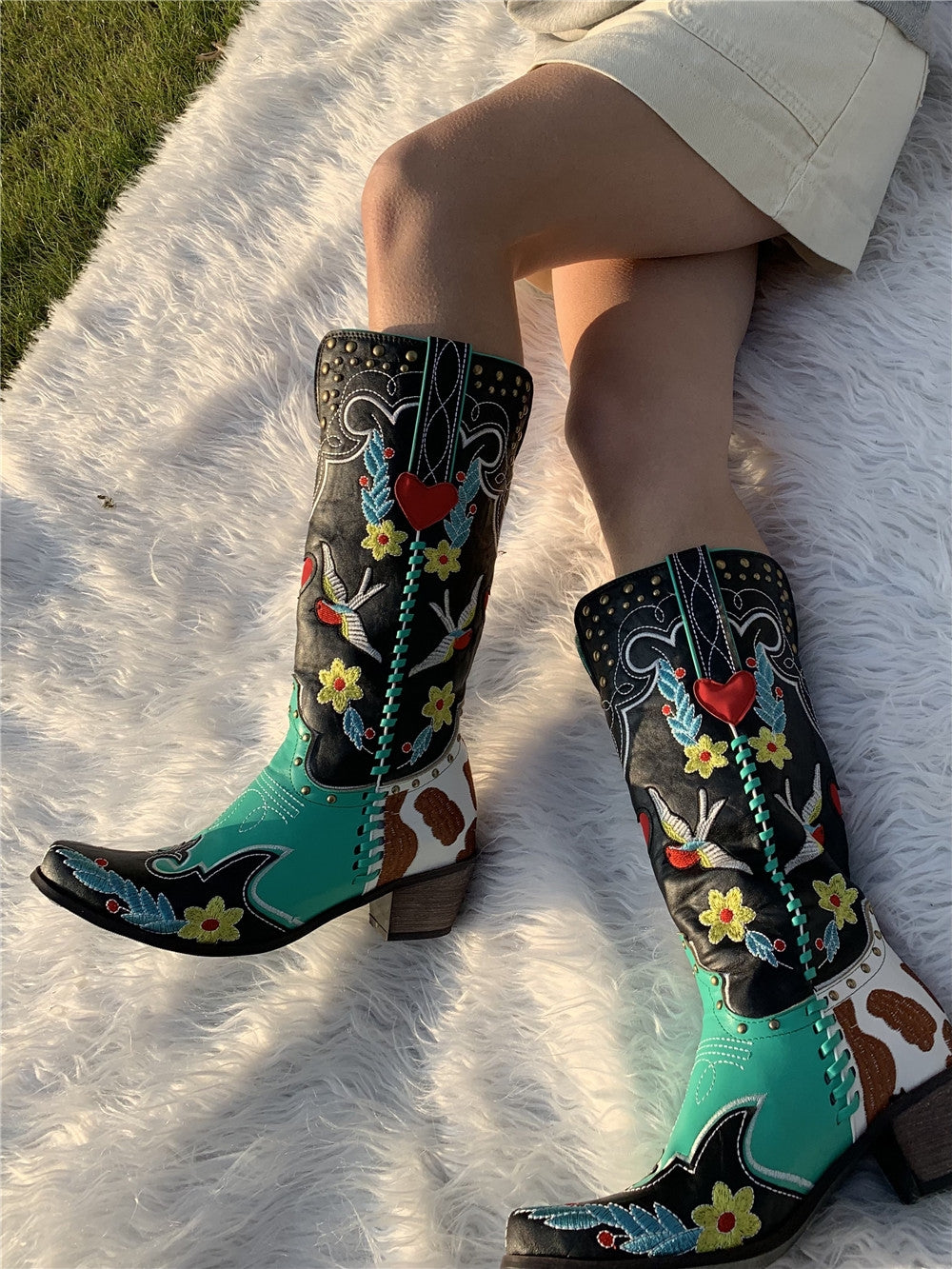 Puglia | Bottes Cowboy en Cuir Uniques pour Femmes