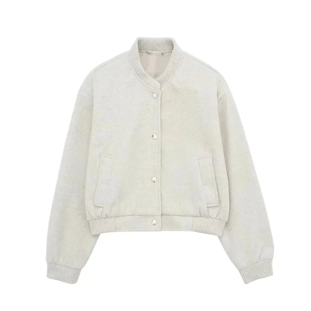 Joycey | Bomber jacket boutonnée unie – Style et confort intemporel