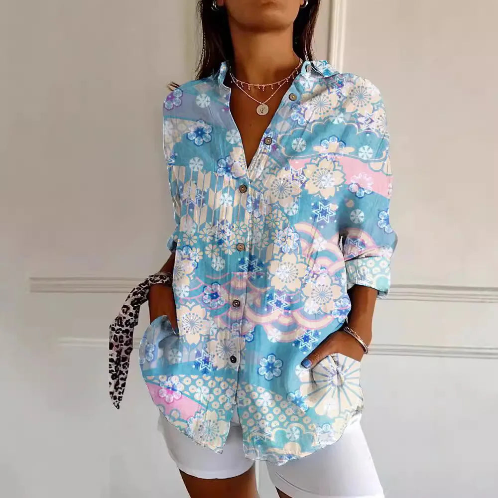 Gaëlle | Blouse à Imprimé Floral - Col V Élégant