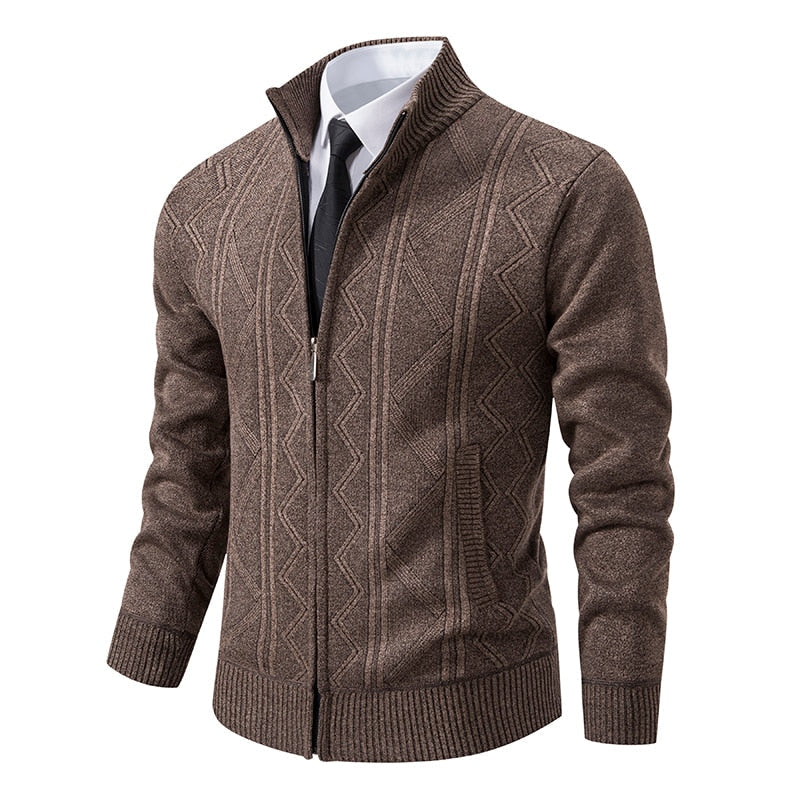 Mambo | Cardigan Homme en Maille Épaisse avec Col Montant