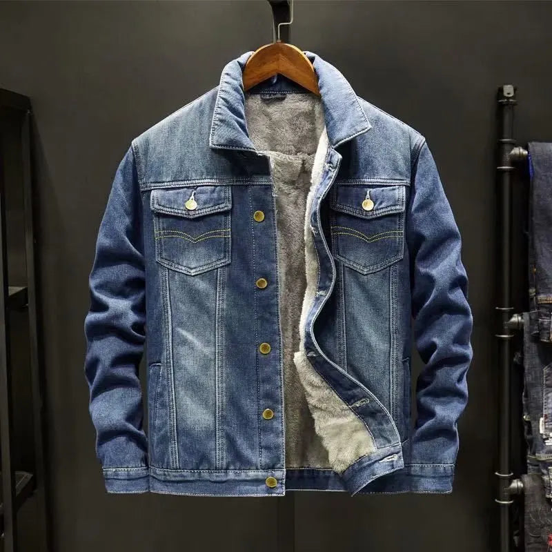 Yael | Veste en Denim pour Hommes Doublée en Polaire avec Fermeture à Boutons