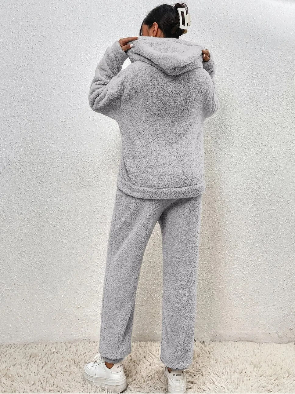 Thaise | Ensemble Confort en Molleton Doux avec Sweat à Capuche & Pantalon Large