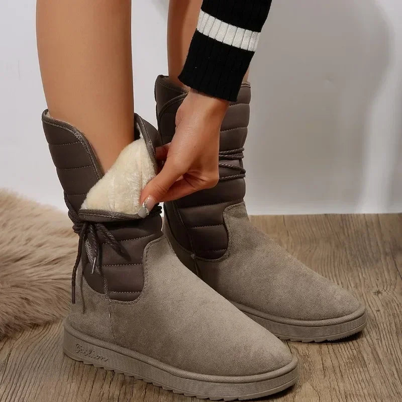 Oléane | Bottes Orthopédiques de Mode Femme à Mollet Moyen avec Doublure en Fleece et Lien Ajustable