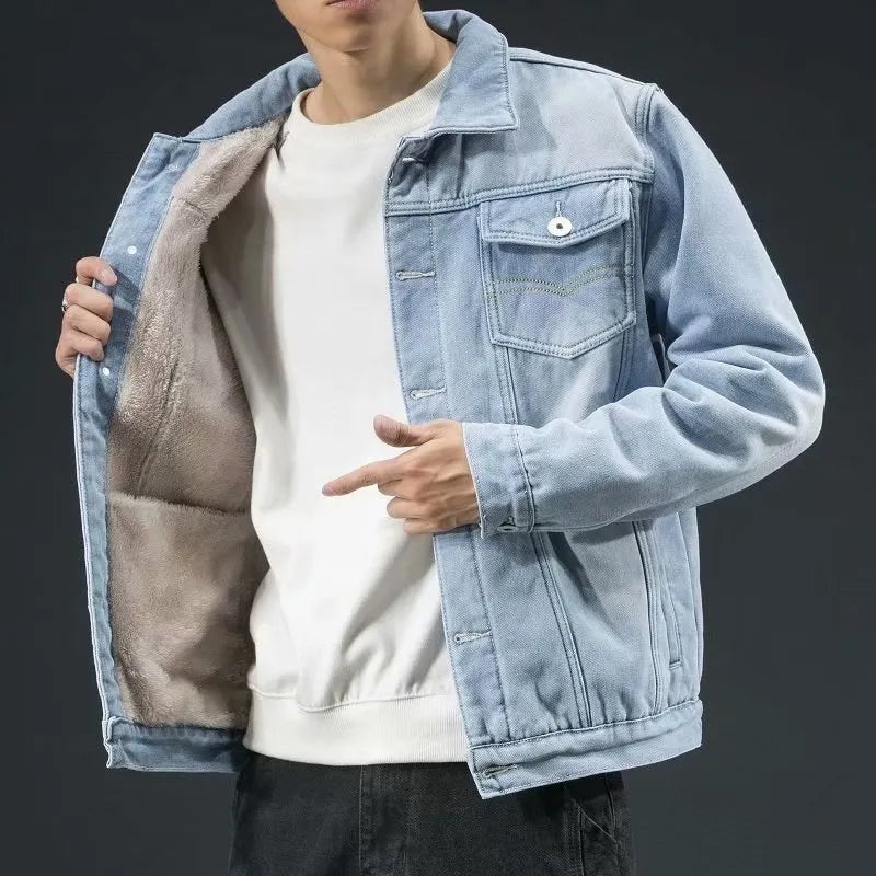 Yael | Veste en Denim pour Hommes Doublée en Polaire avec Fermeture à Boutons