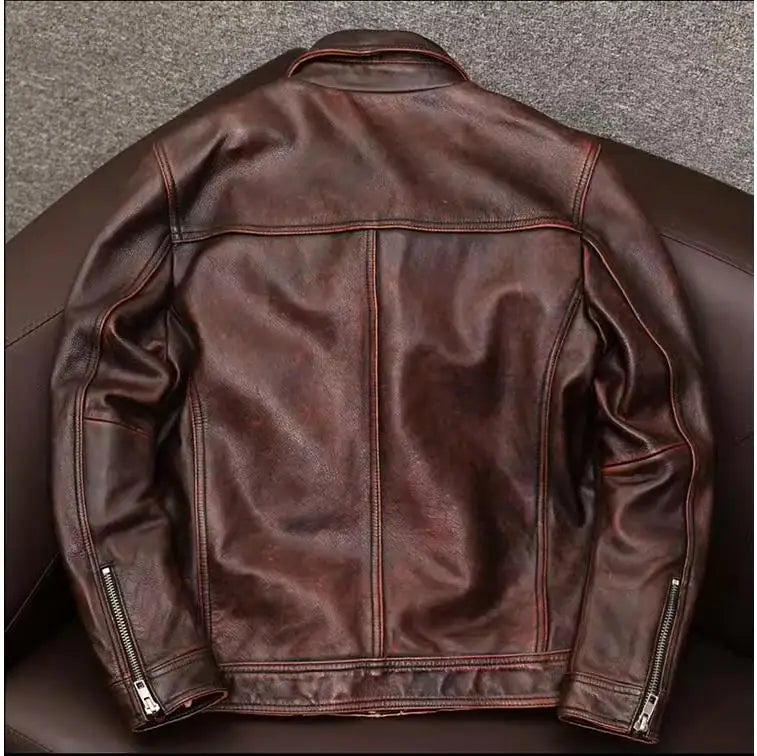 Henric | Veste Motard Vintage avec Fermeture Éclair et Poches Multiples