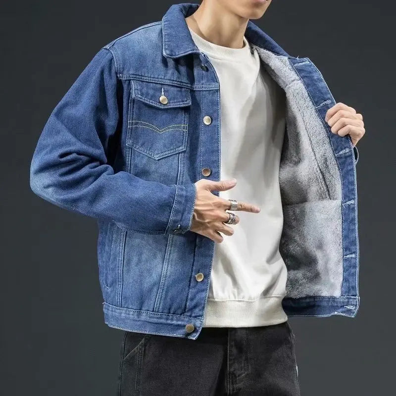 Yael | Veste en Denim pour Hommes Doublée en Polaire avec Fermeture à Boutons