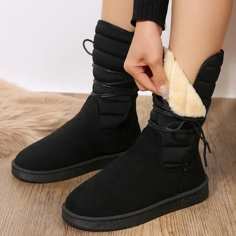 Oléane | Bottes Orthopédiques de Mode Femme à Mollet Moyen avec Doublure en Fleece et Lien Ajustable