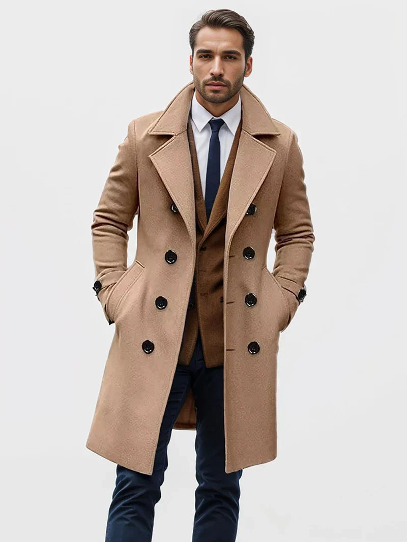 Doriano | Trench Coat Classique pour Homme à Col Revers et Double Boutonnage avec Poches Latérales