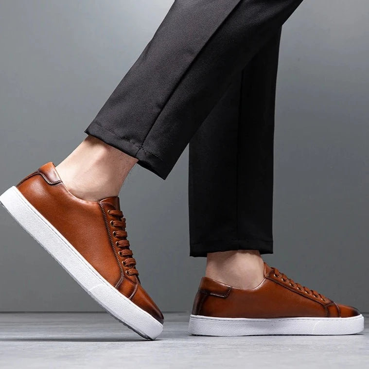 Michel | Sneakers en Cuir Haut de Gamme à Lacets pour Homme – Confort et Durabilité