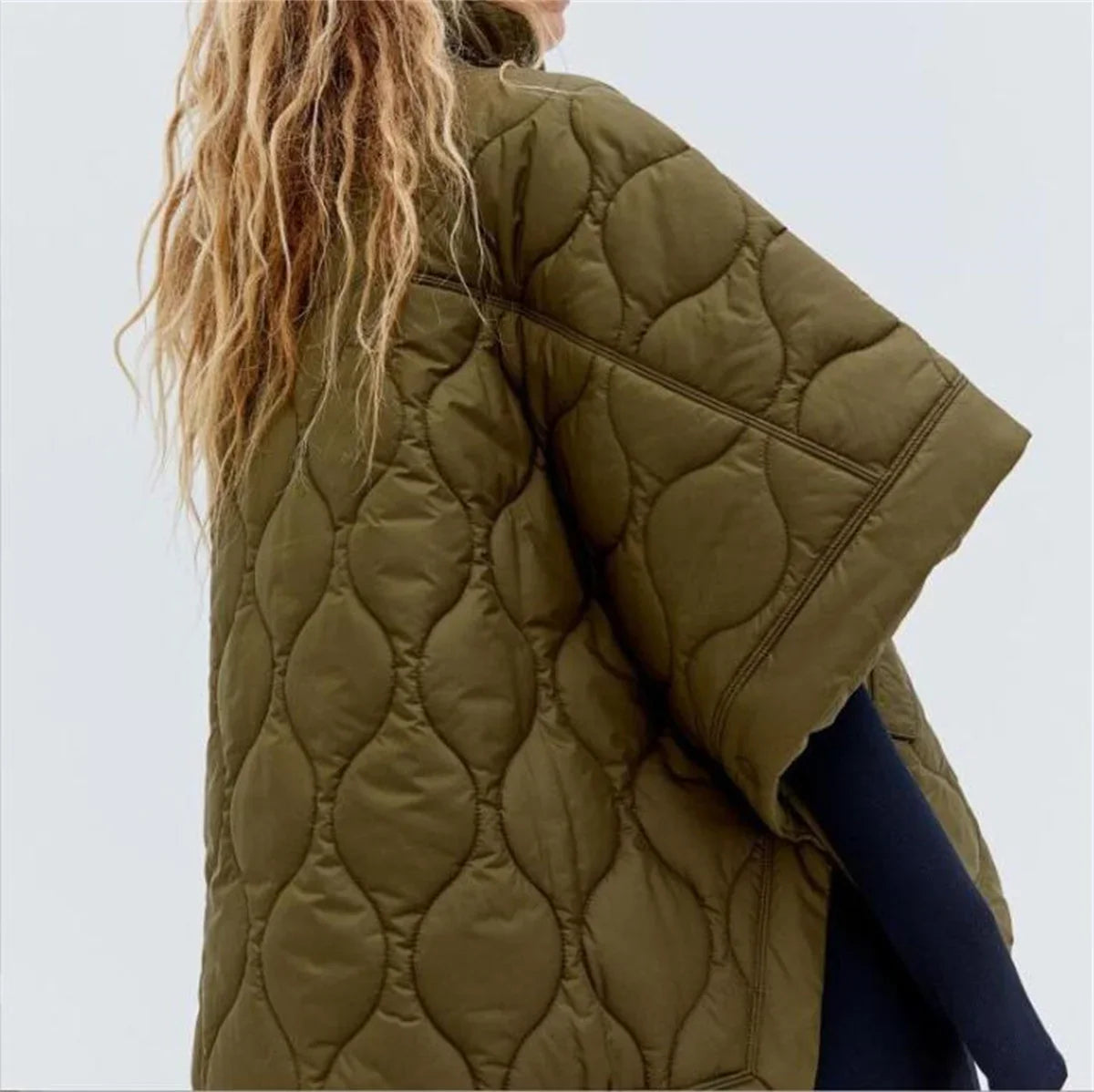 Katalina | Parka pour Femme, Vert Armée, Padded, Col Montant et Fermeture Éclair