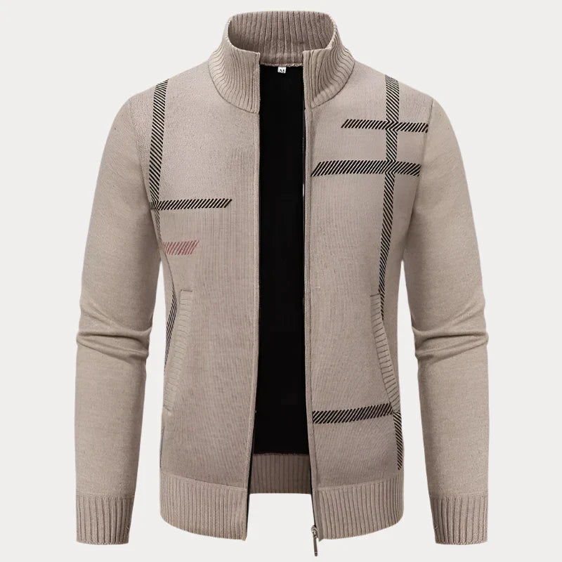 Nicolas | Cardigan Casual Homme à Col Montant avec Fermeture Éclair et Poches Latérales