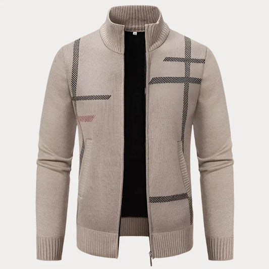 Nicolas | Cardigan Casual Homme à Col Montant avec Fermeture Éclair et Poches Latérales