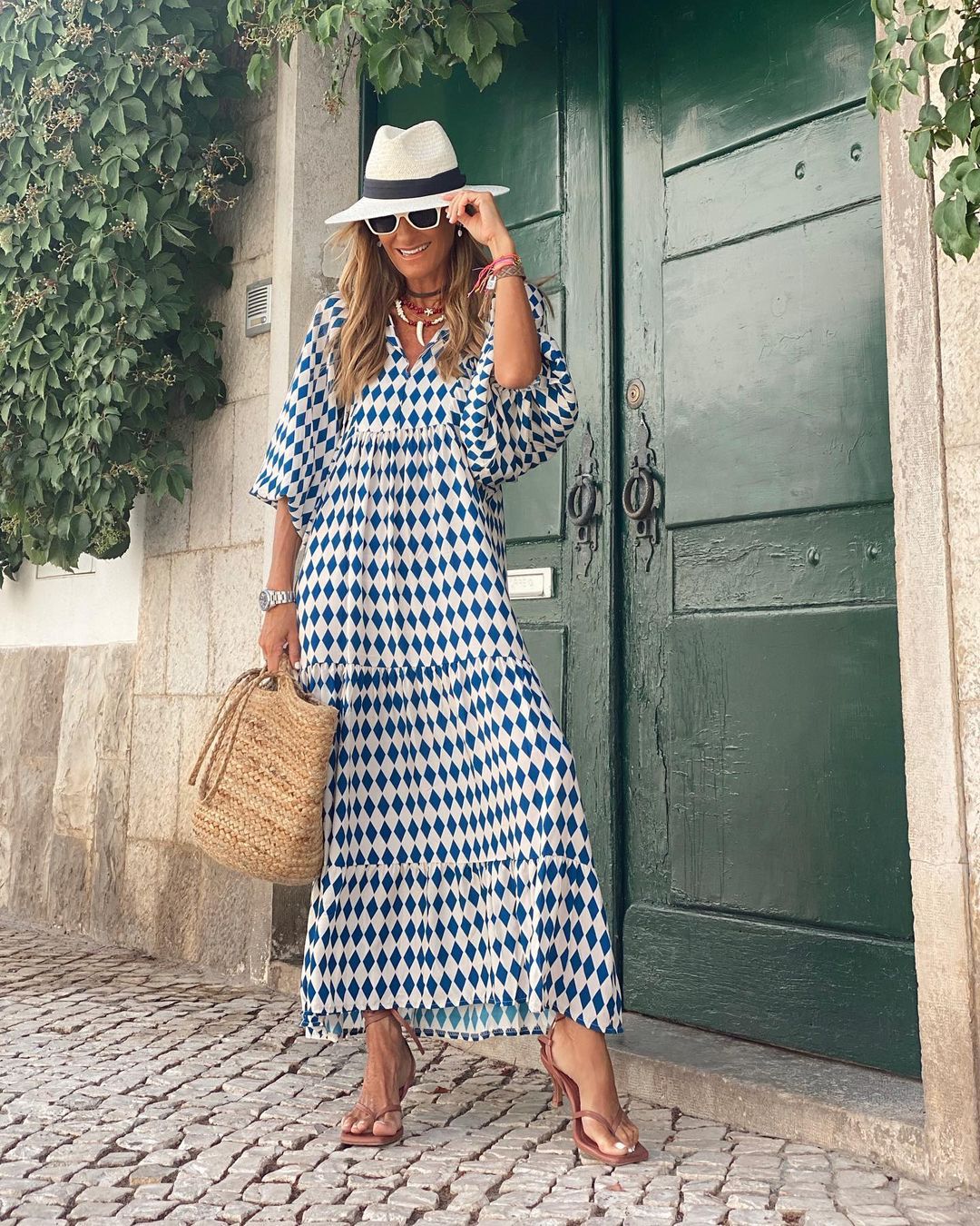 Hirène | Robe Longue Bohémienne à Manches Bouffantes et Imprimé Stylé pour Femme