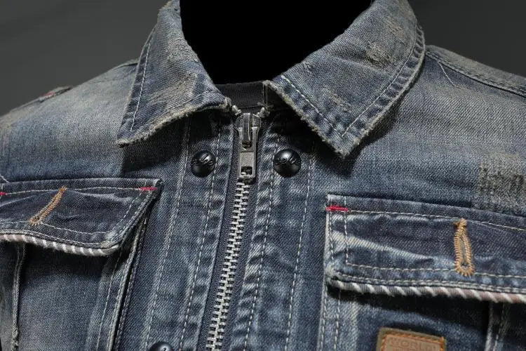 Bruno | Veste en jean zippée vintage – Style intemporel et tendance