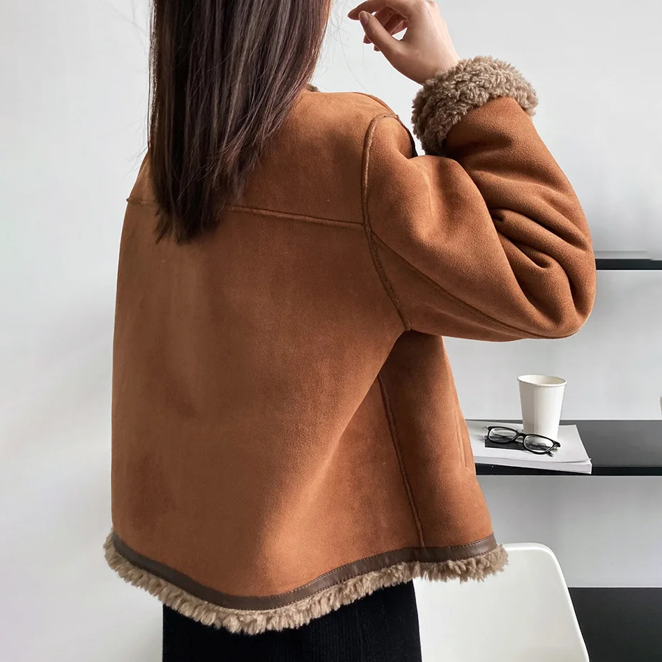 Justine | Veste Boutonnée en Molleton Doublé Marron pour Femme