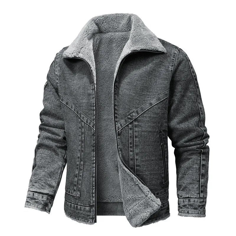 Ingo | Manteau Biker en Denim Doublé en Mouton pour Homme – Style et Chaleur d’Hiver