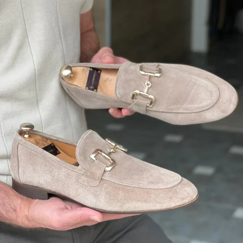 Ghisette | Mocassins en daim pour homme avec boucle en métal