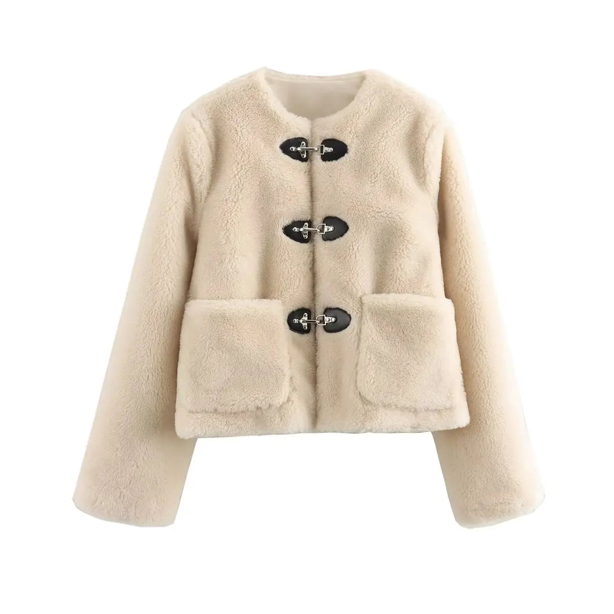 Euphélie | Manteau Teddy Fleece Femme avec Poches et Fermeture Élégante