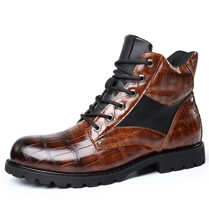 Stanislas | Bottines Casual Homme à Lacets avec Motif Crocodile pour Style et Robustesse