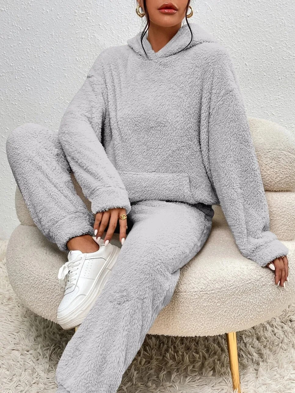 Thaise | Ensemble Confort en Molleton Doux avec Sweat à Capuche & Pantalon Large