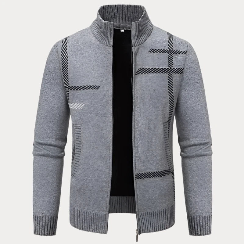 Nicolas | Cardigan Casual Homme à Col Montant avec Fermeture Éclair et Poches Latérales