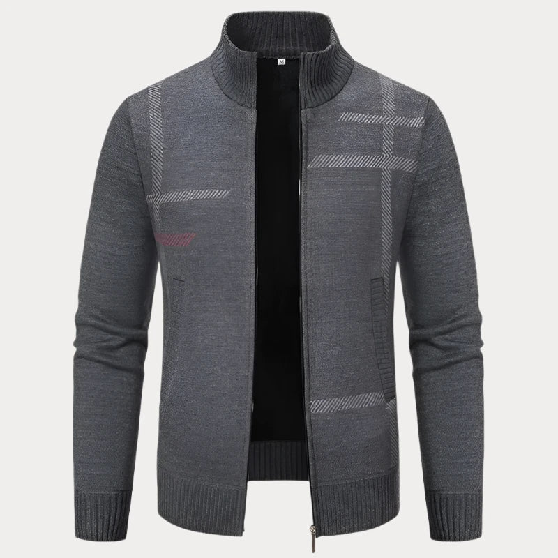 Nicolas | Cardigan Casual Homme à Col Montant avec Fermeture Éclair et Poches Latérales