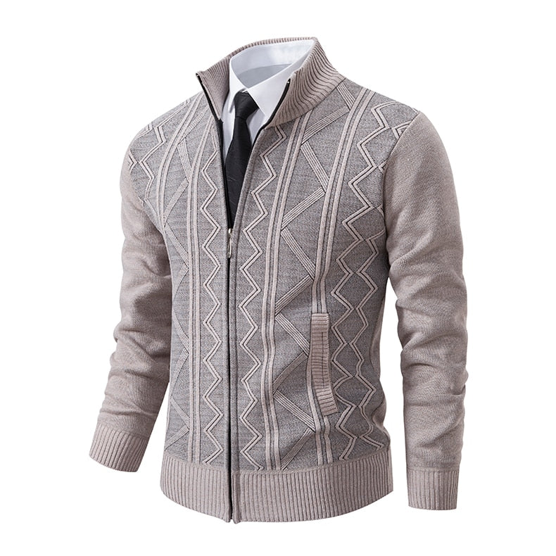 Mambo | Cardigan Homme en Maille Épaisse avec Col Montant