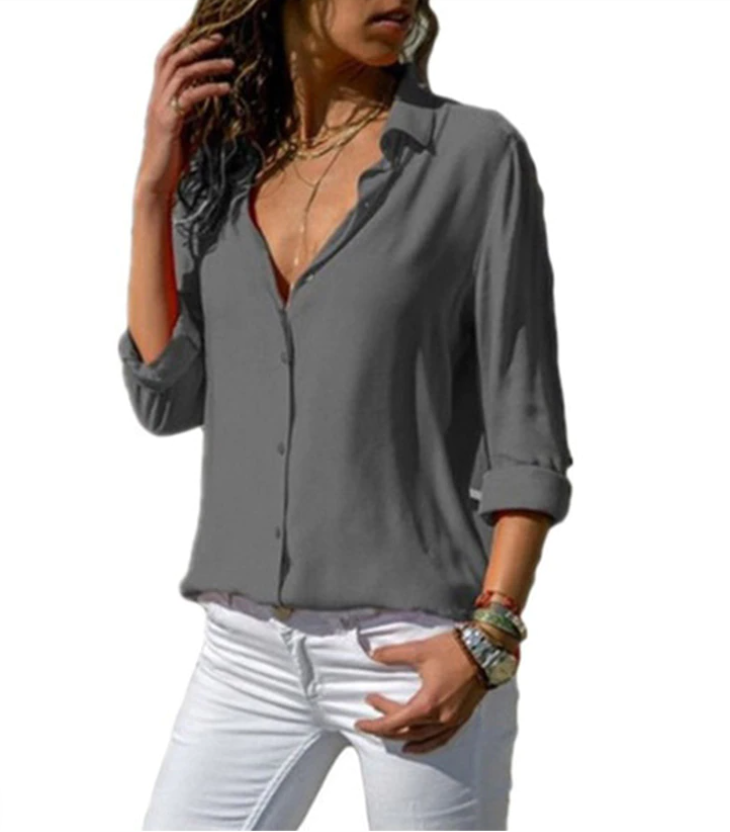 Dorianne | Blouse Femme à Manches Longues et Boutons Casual