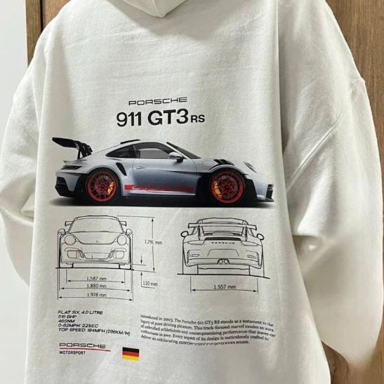 Armel | Hoodie Oversize Classique Unisexe avec Imprimé Porsche 911 GT3RS – Confort et Style